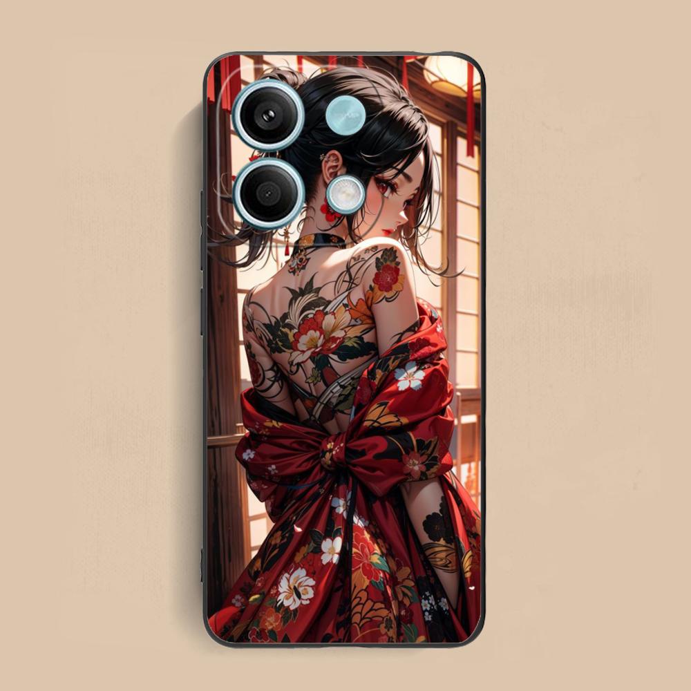Fashion Tattoo Girl Mobile Phone Case for Xiaomi Redmi 15 14 13 12 A5 3 2 1 C Plus 4G 5G Colorful Printing Cover Pretty Cover