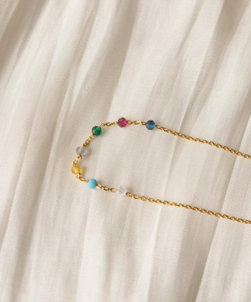 Alleun Silver 925 Chain Gemstone Choker Rainbow Mini Silver Necklace