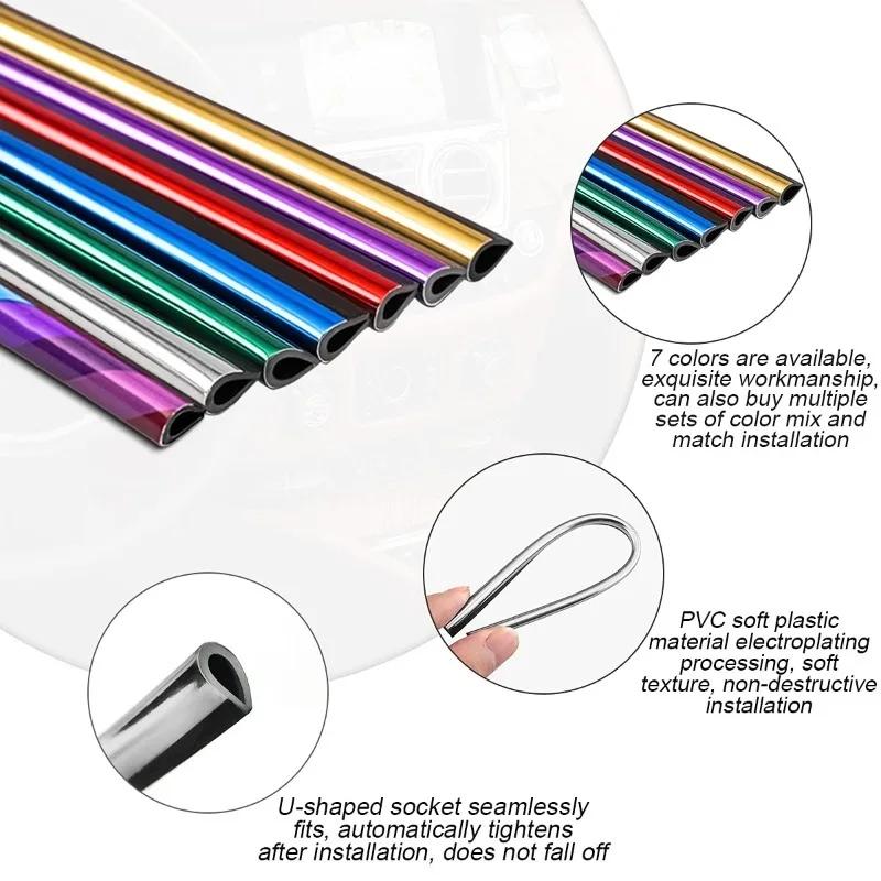 10pcs of U-shaped Electroplated Bright Strips with Mesh Clamps Decorative Strips for Car Air Vents Colored Interior Decoration