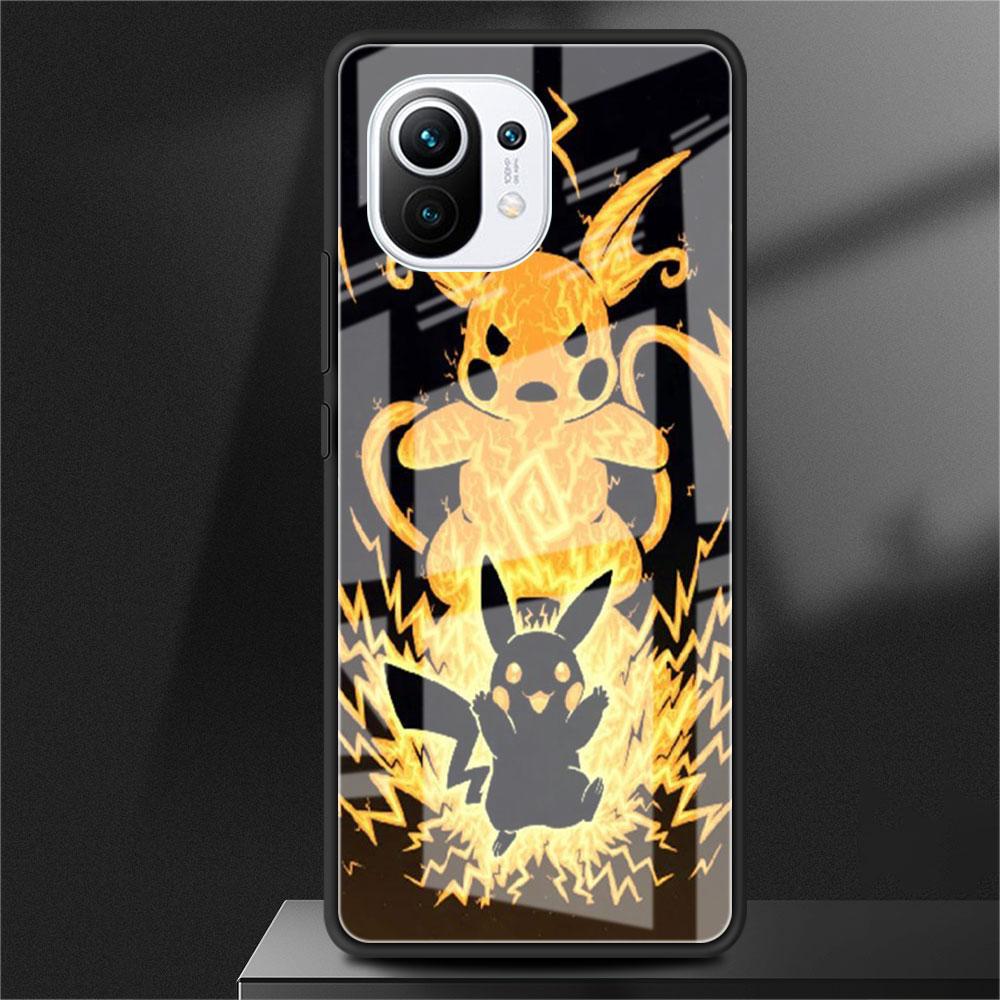 Glashülle für Xiaomi Poco X3 NFC 11 Lite 11T F3 M3 für Redmi Note 11 10 9 8 Pro 10S 9S 9A 9C Handyhülle Pokemon Pikachu Cool