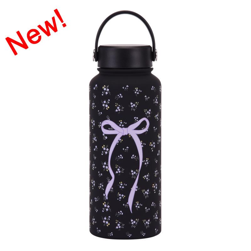 1L Thermos Cup Large Capacity Wide Mouth Portable Vacuum Sports Kettle Outdoor Printing Water Cup Female