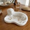 White Dog Shaped Jewelry Tray Plastic Key Coin Holder Funny Jewelry Catchall Dish  Bedroom