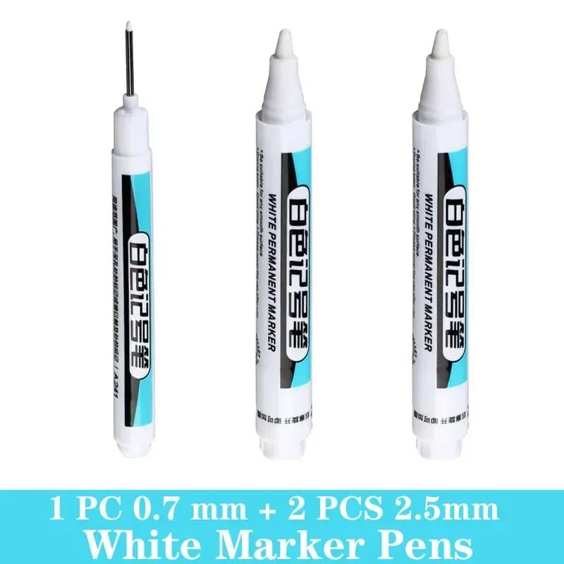 1/3/5 PCS White Paint Markers Pens Oily Waterproof Plastic Large Capacity White Marker School Supplies Stationery 0.7/1.0/2.5mm
