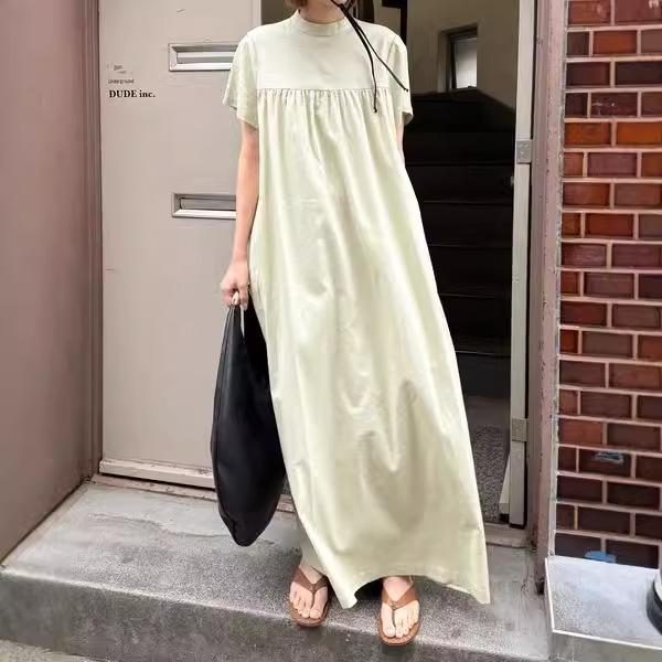Summer dress loose and comfortable lazy style casual cotton and linen dress Lotte foreign trade women's dress
