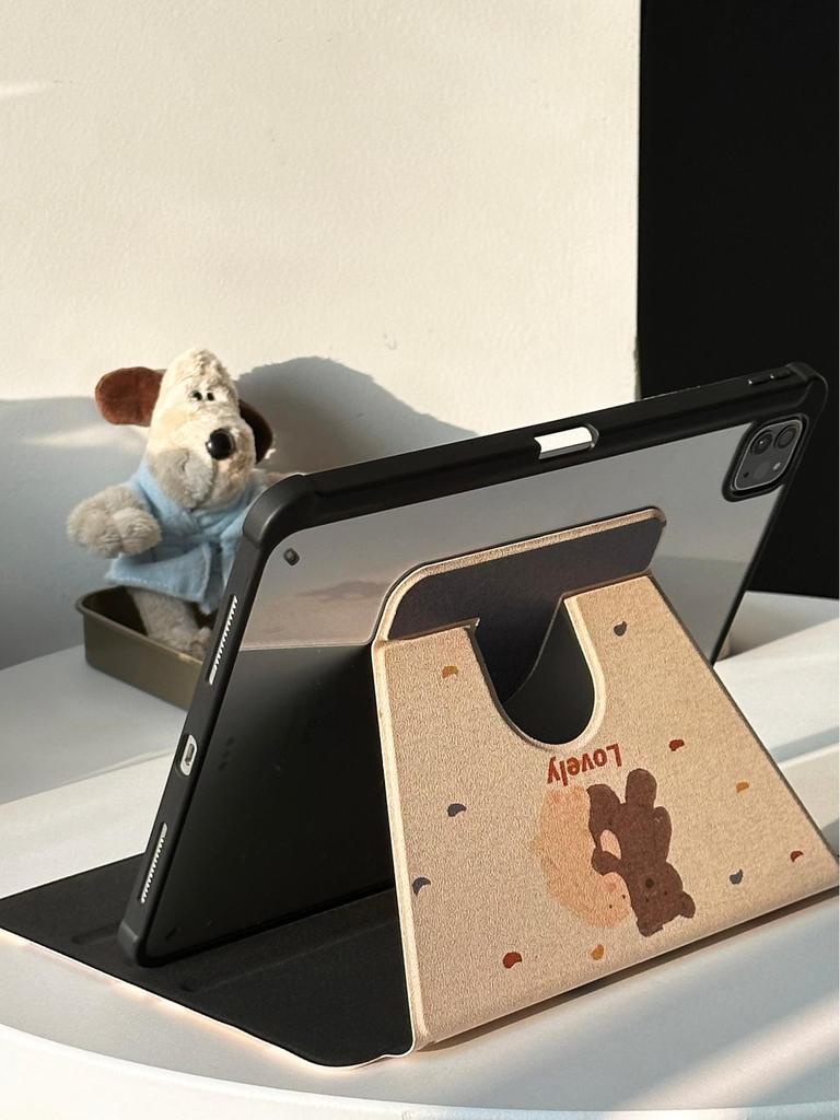 Rotating iPad Pro 2021 Case - Cute Cartoon Doll Design for Little Girls
