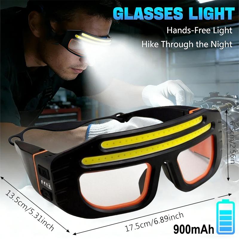 Multi Function 2 in 1 Glasses Goggle Light USB Type-C Rechargeable Touch Control Headlamp Compact Repair Work Emergency Lamp Hiking