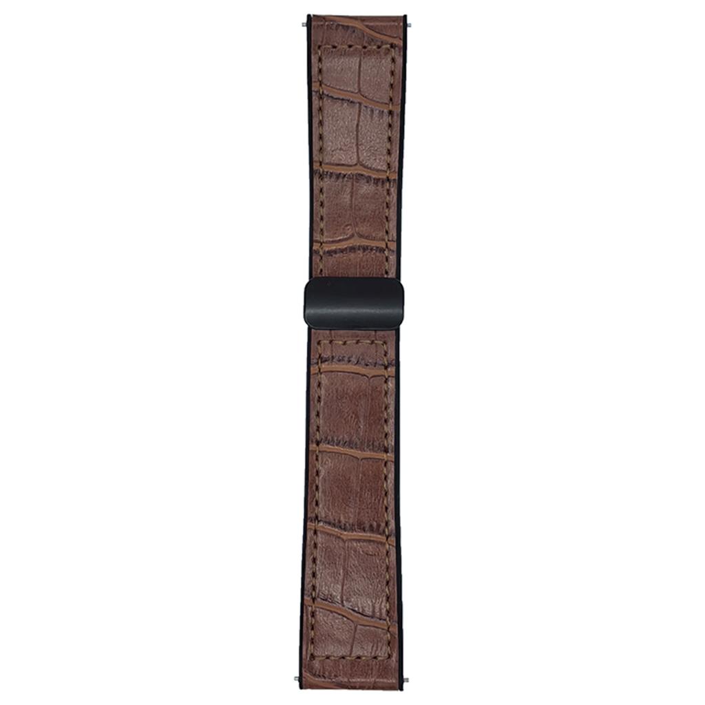 20mm Watch Band for Samsung Galaxy Watch7 44mm/40mm Bamboo Texture PU Covered Silicone Strap with Magnetic Buckle