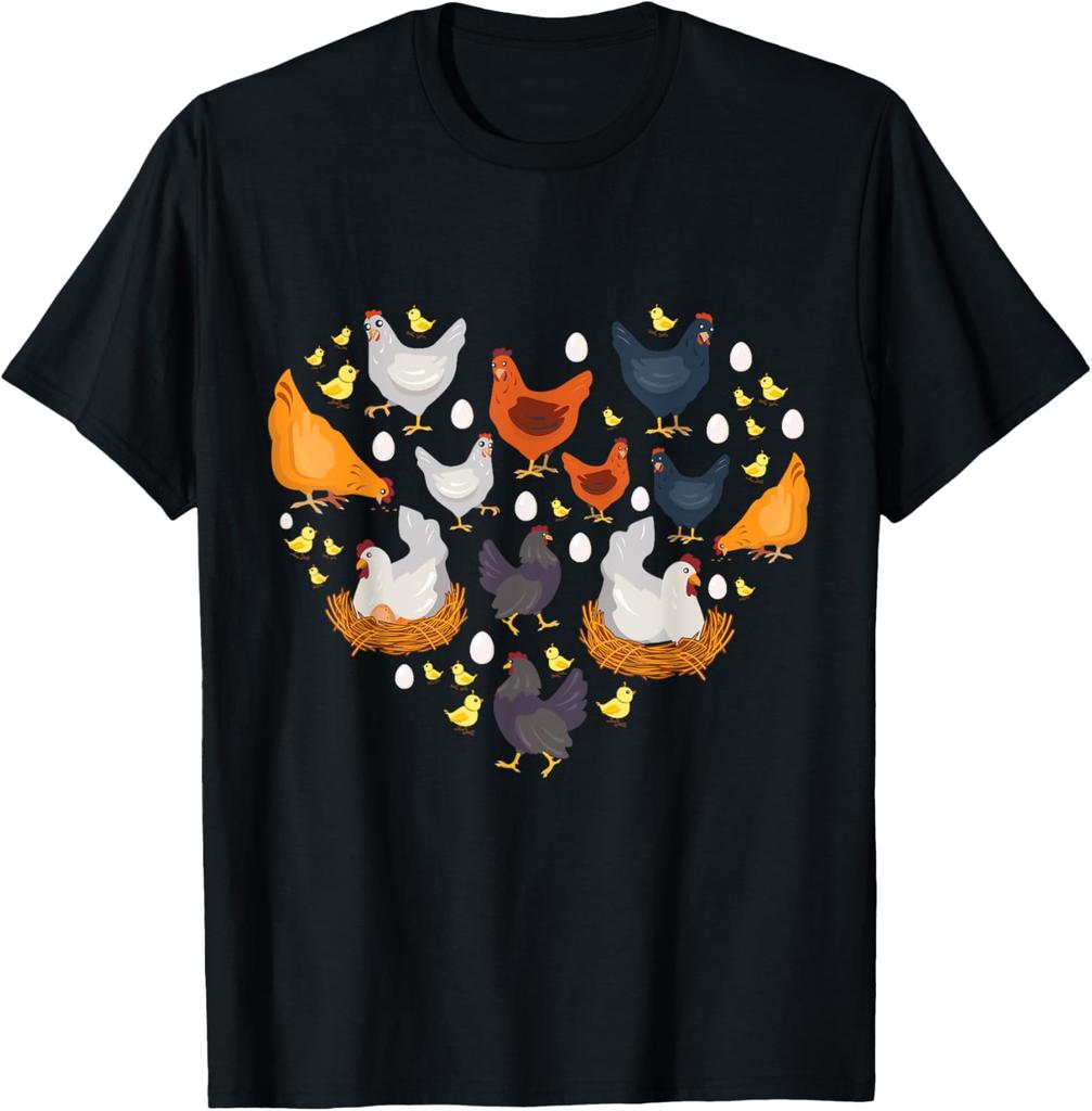 Chickens Heart Love Chicken Lady Women Unisex Kids Farmer Gift TShirt Unisexs Clothing Customizable Graphic T Shirts Ropa Hombre