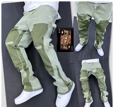 Vintage Men's Jeans Distressed Vibe Bell Bottoms Clean Fit Woodworking Workwear Denim Pants for Outdoor Trade