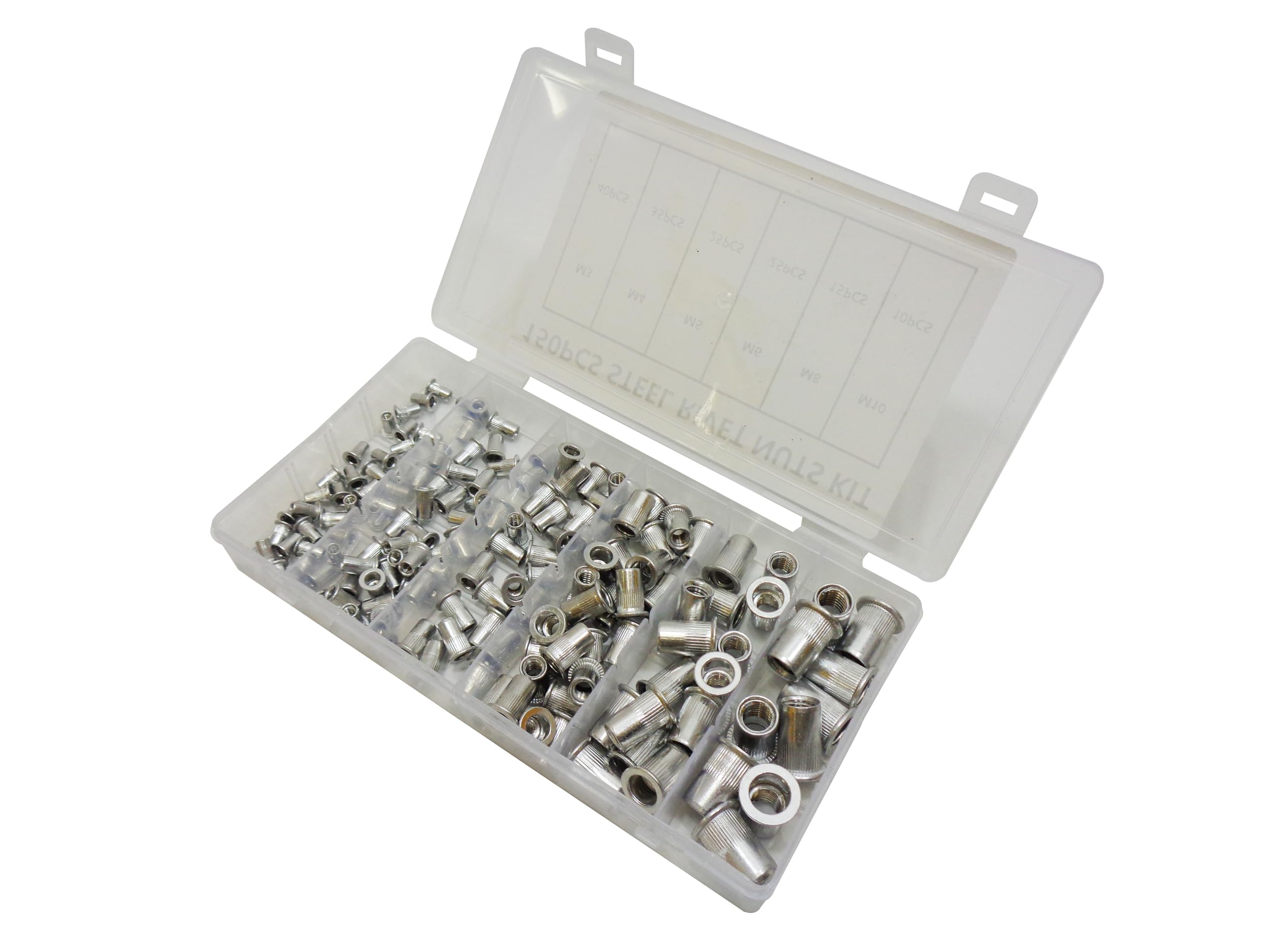 

Pop Nut Rivet Set (for Riveters/Nutters) Steel Nut Rivets, 6 Sizes, 150 Pieces, Metric