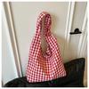 Borse a Spalla Plaid Vintage Coreane da Donna Grande Capacità Leggere Borse a Gilet da Donna Versatili Borsa da Shopping Tote Femminile