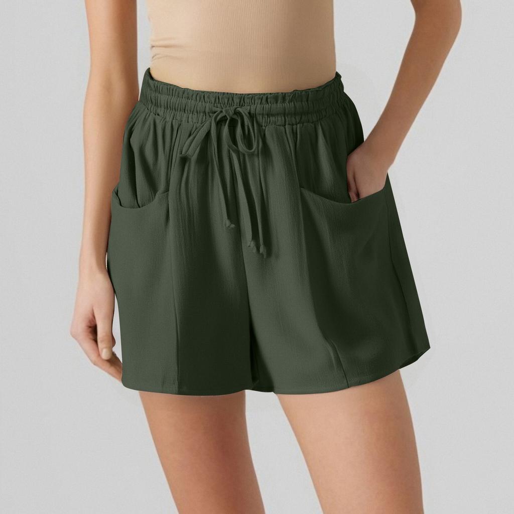 Women's Shorts Casual Summer Color Drawstring Beach Loose Pockets Shorts