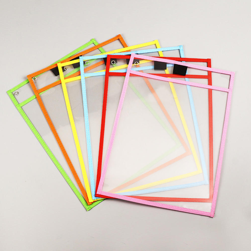 1pcs Random Reusable Dry Erasable Pockets Transparent Write and Wipe Drawing Board Shop Ticket Holder File Storage Bag