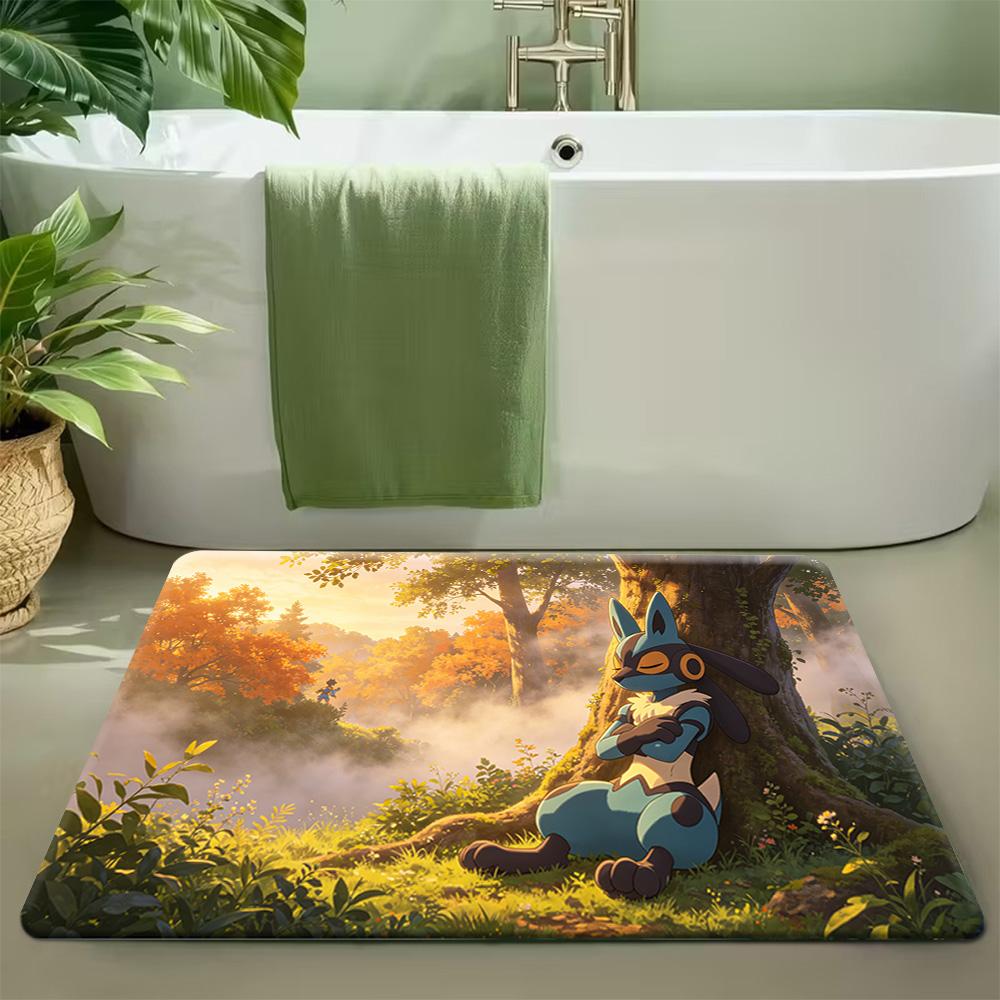 Pikachu with Lightning and Industrial Machine Print Non-Slip Doormat Soft Floor Mat