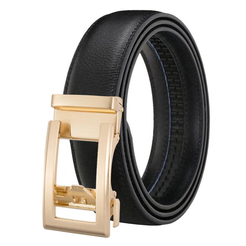 Men'S Leather Belt Gold Automatic Buckle Belt Business Youth Independent Station