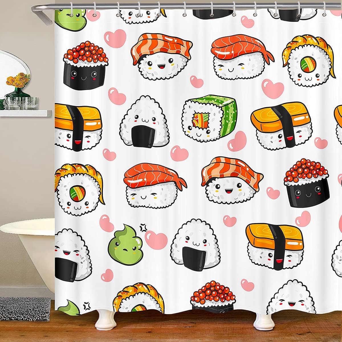 Kids Dog Shower Curtain Puppy Cat Kitten Pattern Bathroom Shower Curtain Set for Boys Teens 3D Pet Animal Bath Curtain Cute 90x180CM