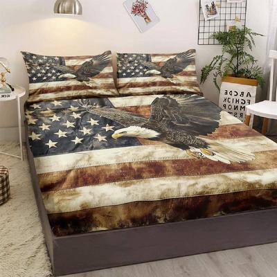 Retro Eagle Pattern 3-Piece Bedding Set With Two Pillowcases,Suitable For Living Room And Bedroom (Traditional Culture, Vintage)