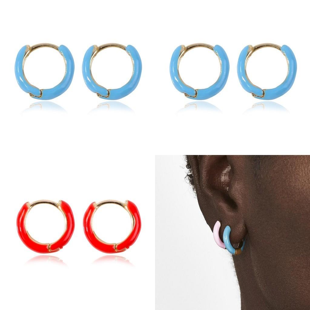 Lovely Metal Geometric Stud Earrings For Women Colorful Design 2021