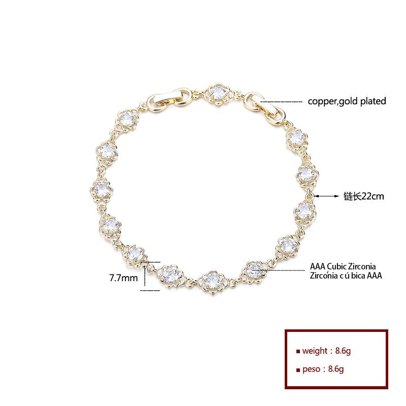 China Factory Top Design 18K Gold Plated Cubic Zircon Custom Charm Bracelet Fashion Jewellery Import Accessories