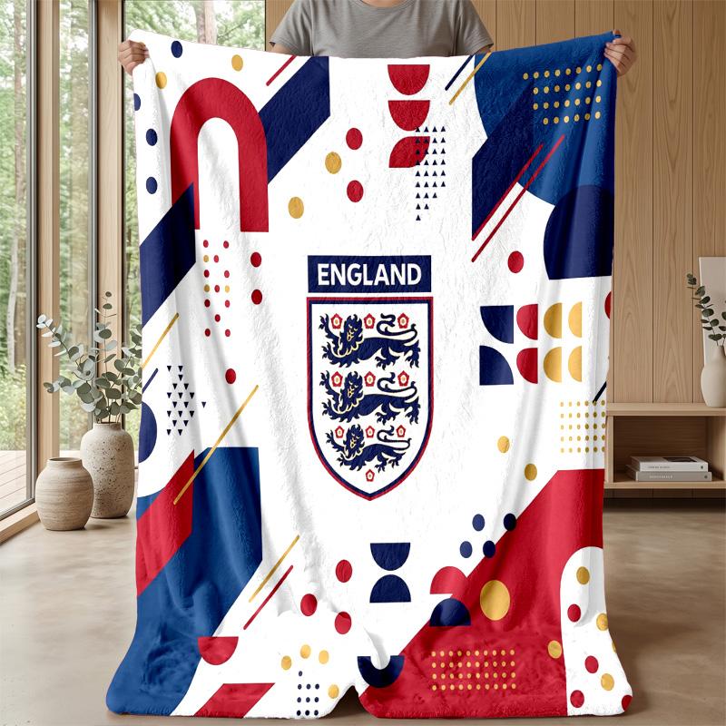 England Football Printed Flannel Blanket Skin Friendly Warm Decorative Throw for Indoor Couch Bed Daily Use