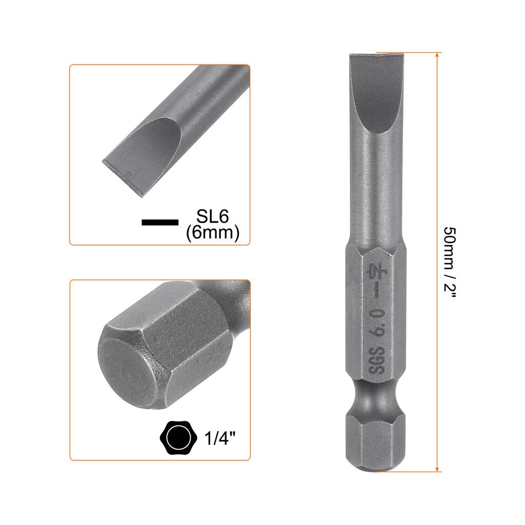 1/5/10pcs Magnetic Slotted Screwdriver Bits SL2 SL3 SL4 SL5 SL6 S2 Flat Head Screwdriver Bit 1/4" Hex Shank Screw Driver Bits