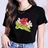 Sea Turtle Graphic T-Shirt Women Summer Vacation Short Sleeve Tropical Hibiscus Print Vintage Tops Female Fashion Harajuku Tops