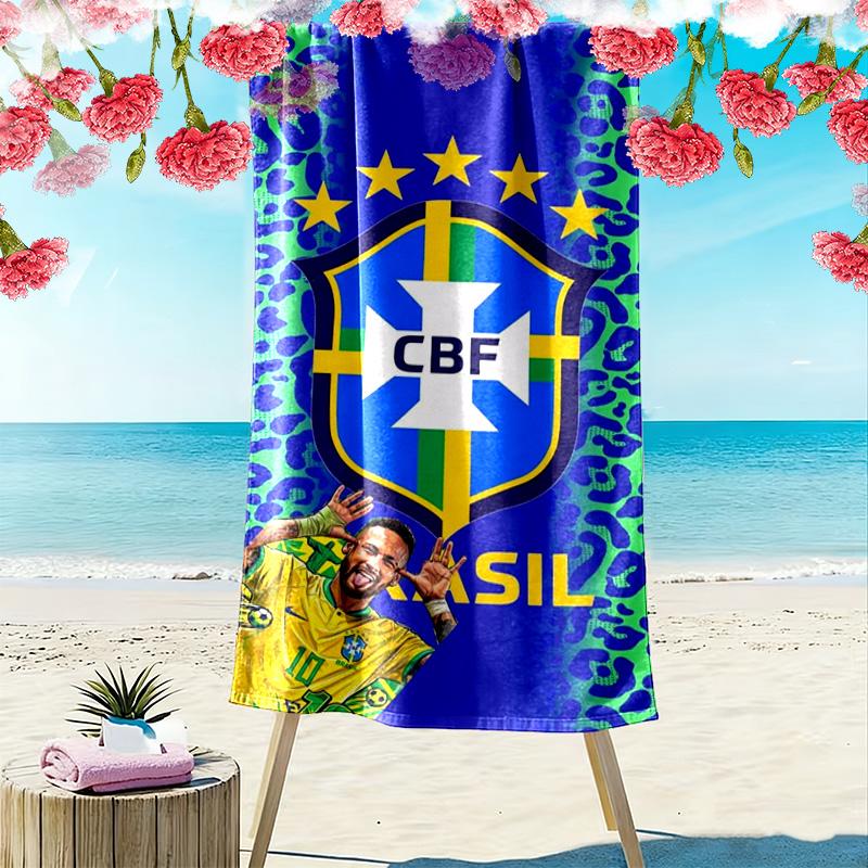Telo da Spiaggia CBF Brasil Print, Grande Morbido Asciugatura Rapida per Spiaggia Campeggio Nuoto