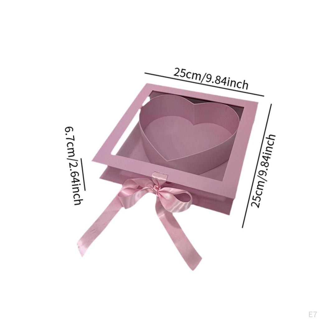 Boutique Valentine's Heart Flower Box Clear Top Creative Elegant Romantic Fillable Packaging for