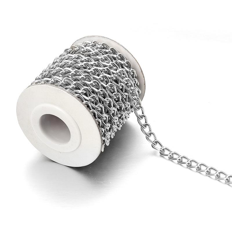 

5 Yards/Roll Golden Silver Color Aluminium Twist Chains O-Shaped Chain for DIY Bracelet Necklace Jewelry Making Bag Accessories 5.8x3.2mm серебряный