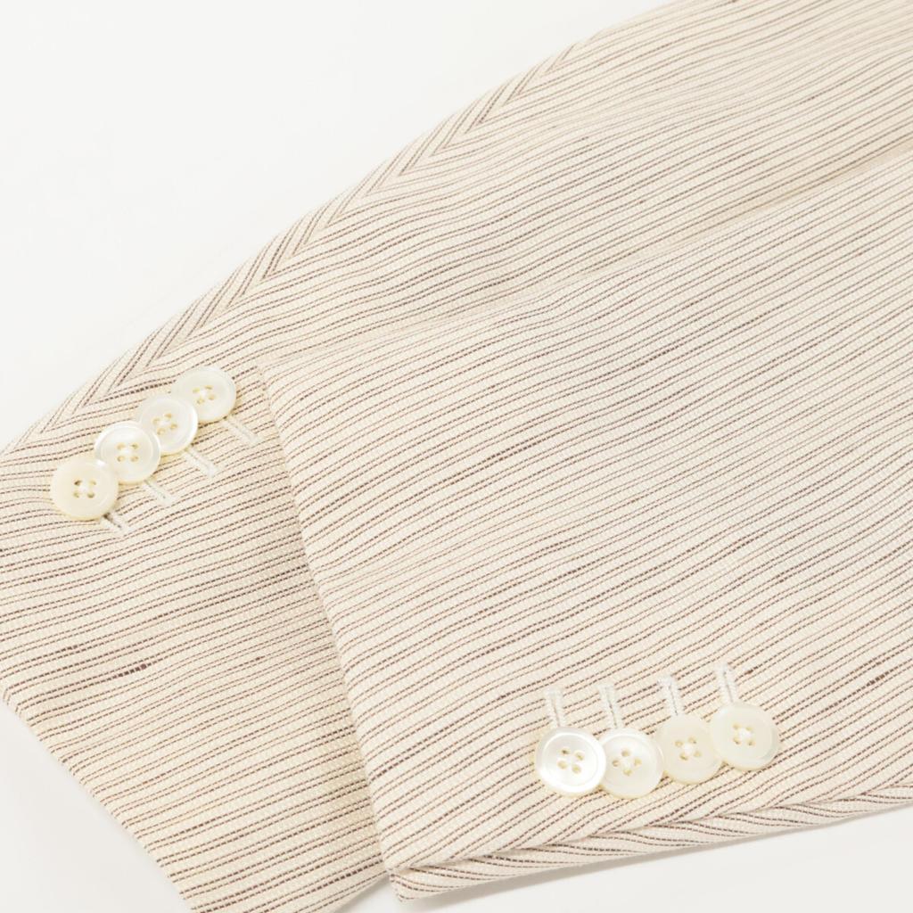 ISAIA CAPRI 21GSI Silk x Linen Base Stripe Single Jacket Jacket 48 beigeUsed