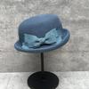 Japanese Drama Atmosphere Wool Bowler Hat Autumn And Winter Mesh Bow Elegant Curling Bucket Hat Fashion Basin Hat