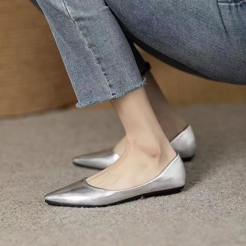zapatos de mujer women sexy party golden light weight slip on spring & summer flat shoes lady silver wedding comfort shoes ab537