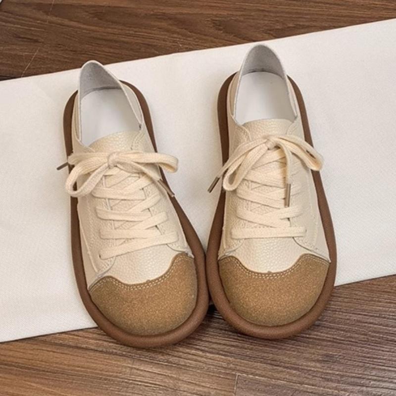 Fashion Fashion Simple Women's Flat Sneakers 2025 Versatile Lace Up Low Heel Soft Bottom Flat Shoes New Breathable Comfoy Women Shoes