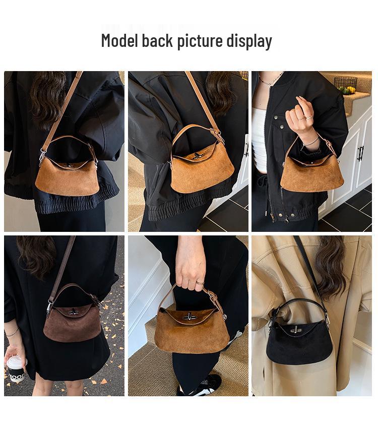 2025 Women's Retro Trendy Crossbody Dumpling Handbag: Versatile Frosted Single Shoulder Design.