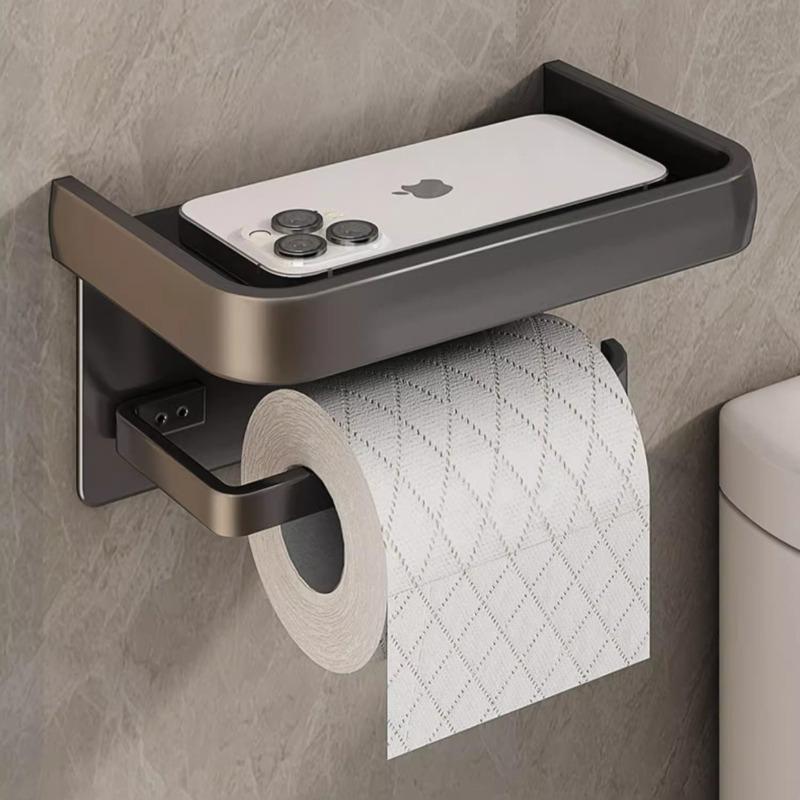 Bathroom Tissue Holder No-Drill Waterproof Wall-Mounted Tissue Box Roll Holder Toilet Paper Holder чёрный