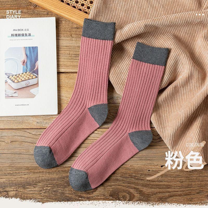 Fall Socks - Long Tube Pile Socks in Contrasting Colors, Versatile and Long-lasting. Women's Socks.