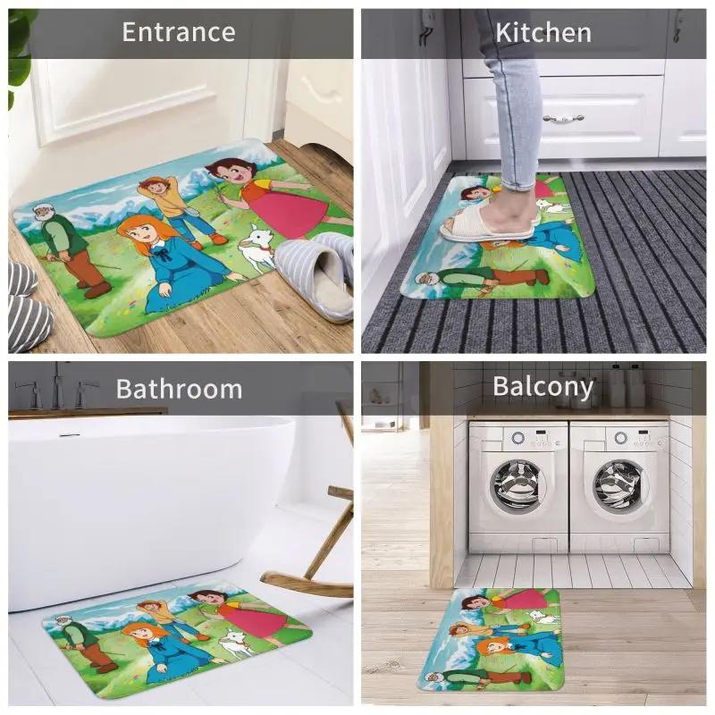 Custom Heidi Peter And Grandpa Doormat Anti-Slip Entrance Bathroom Kitchen Floor Door Mats Garage Rug Carpet Footpad