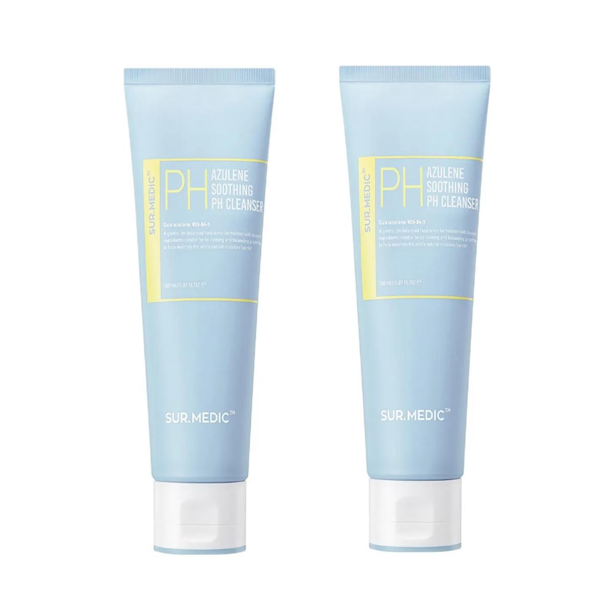 SUR.MEDIC+ Azulene Soothing pH Balanced Cleanser - Gentle Calming & Hydrating Low-Irritation Facial Wash (150ml x 2pcs)