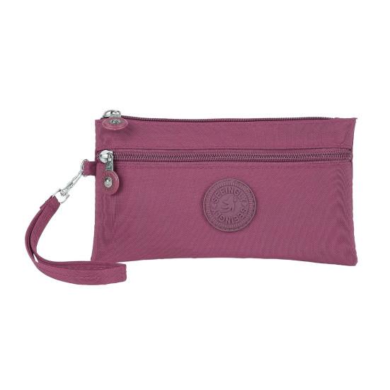 Кошелек для мелочи Гладкая молния Несколько отделений Маленький кошелек Минималистичный дизайн Ключи Карты Чехол для мобильного телефона темно-фиолетового