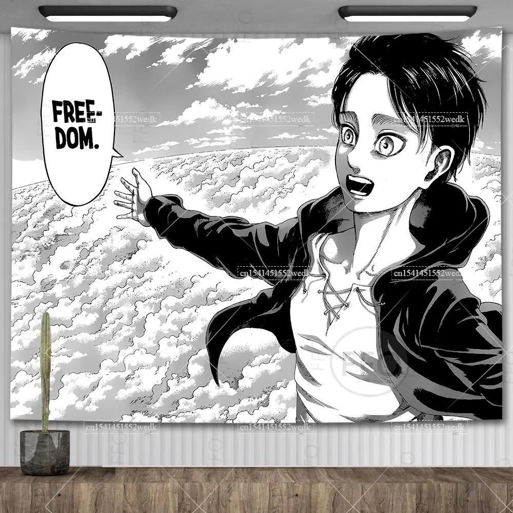 195. Arazzo Eren Jaeger Libertà da Appendere alla Parete Arazzo Anime Giapponese Sfondo Stanza del Dormitorio