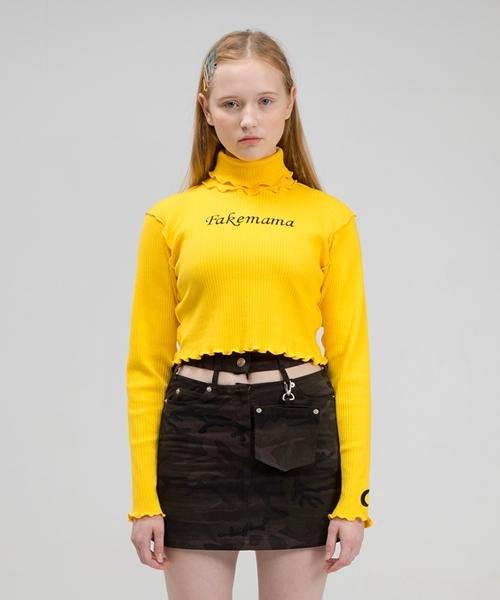 Fake Mama Logo High-Neck Top [Yellow] Yellow