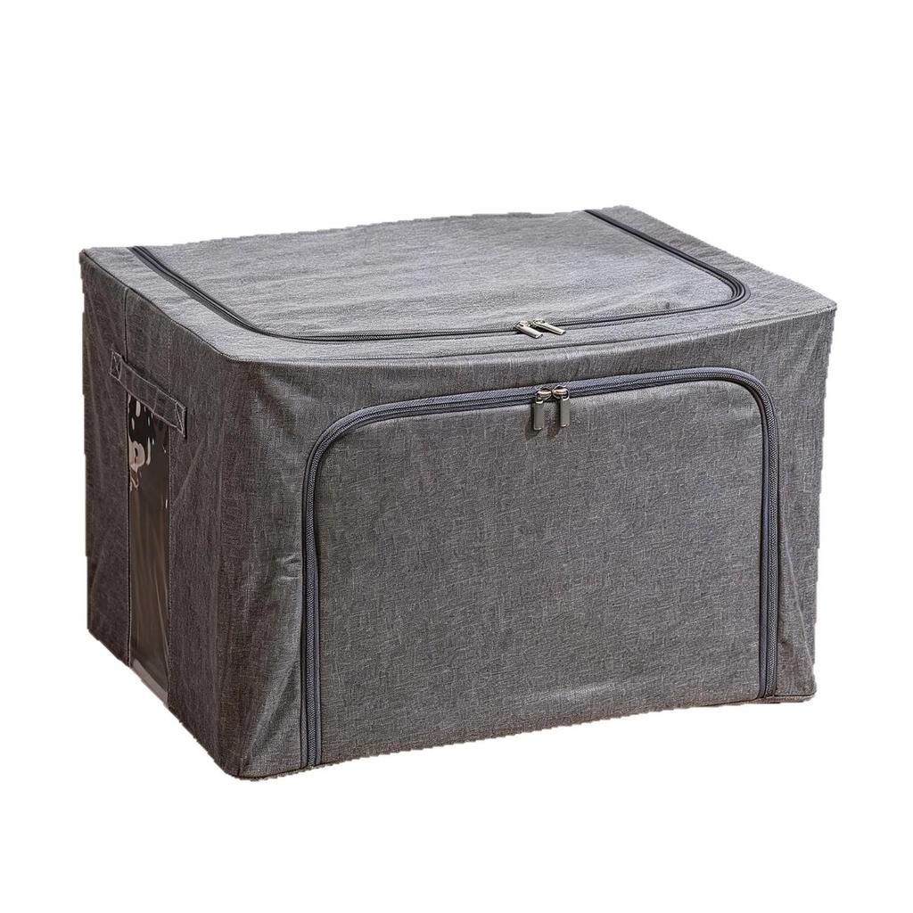 Extra Large Cationic Fabric Storage Box with Clear Window, Thickened, Foldable, Moisture-Proof Double Door Design