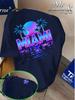 Unisex Oneck Kurzarm T-Shirt Miami Tropischer Palmenbaum Sonnenuntergang Neon Buchstaben Grafik-T-Shirts Strandurlaub Lässig Locker Tägliche Oberteile