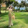 Beautiful Seaside Vacation Wind Floral Suspender Dress Women's Summer New French Halter Waist Thin Hip Skirt