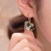 Elegant Green Earrings with Micro-inlays in The Form of A Four-leaf Clover Are A Trendy… More