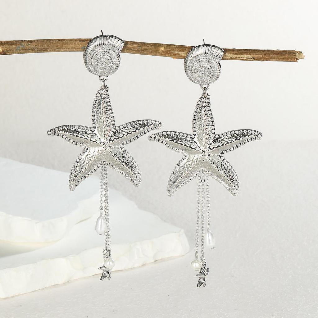 Bohemian Starfish Earrings & Necklace Set for Women - Summer Beach Resort Style