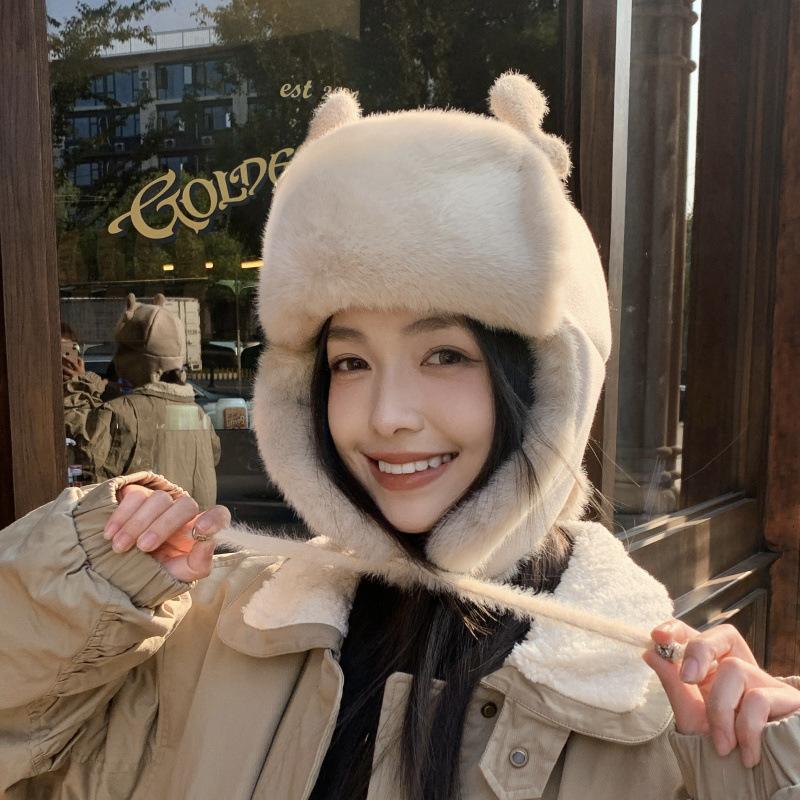 Winter Lei Feng Hat for Men and Women, Autumn and Winter, Fleece-lined, Warm, Cycling, Earflap Hat, Outdoor, Hiking, Skiing, Train Head Hat