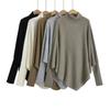 Oversized Asymmetrical Cape Knit Sweater Women Long Sleeve Turtleneck Loose Fit Streetwear Fall Top