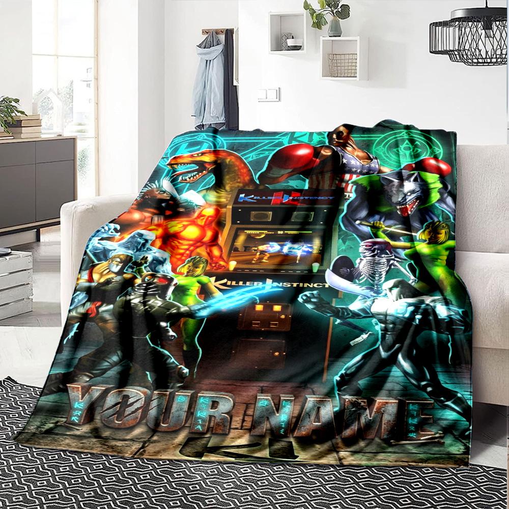 Name Custom KILLER INSTINCT Print Flannel Blanket High Quality Warm Comfortable Cover for All Seasons Perfect for Gifts Home Decor