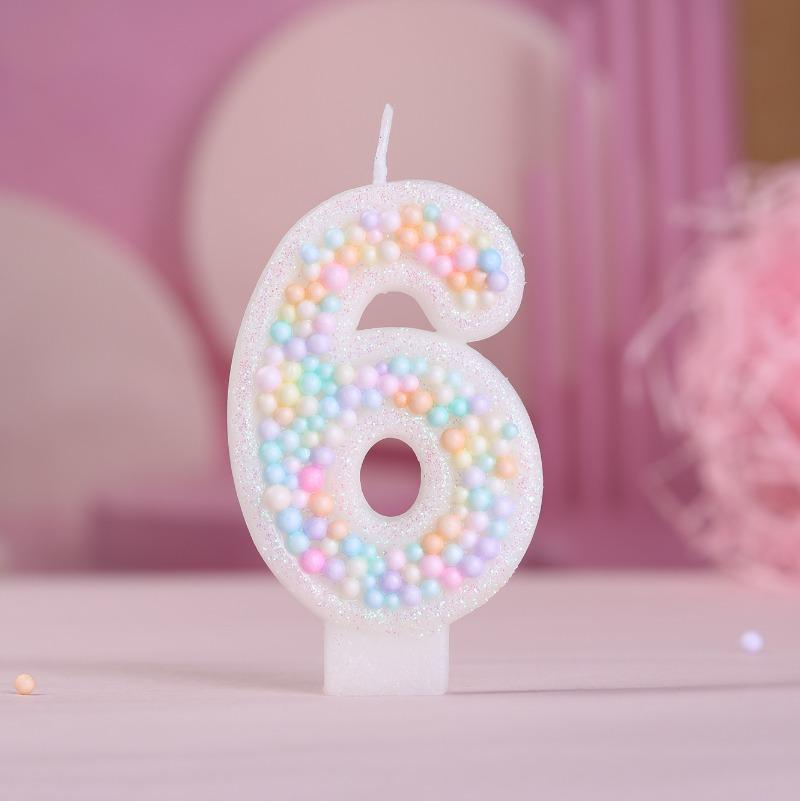 

Macaron colorful ball 0-9 creative digital birthday decoration candle